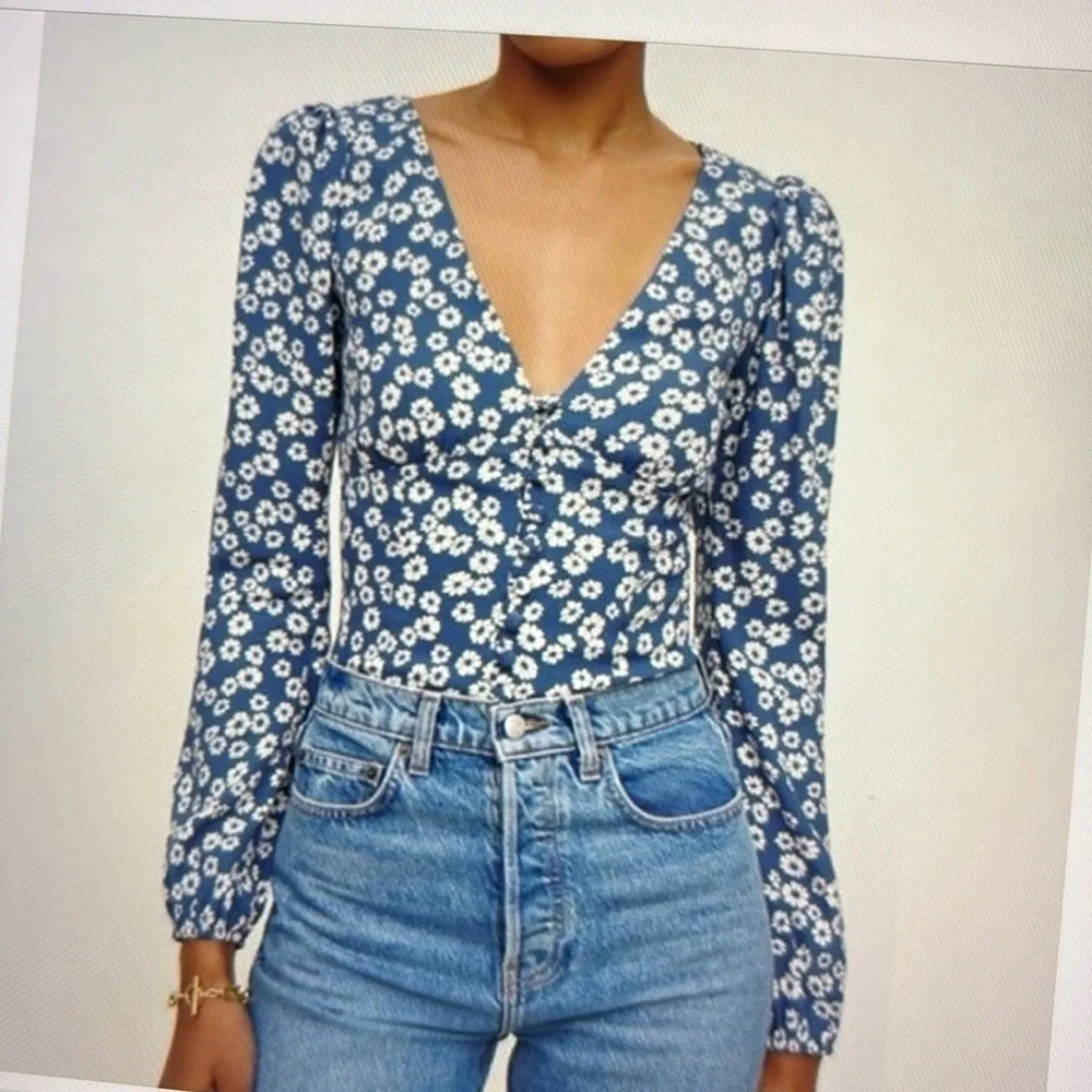 Reformation Nell Floral Button Front Top